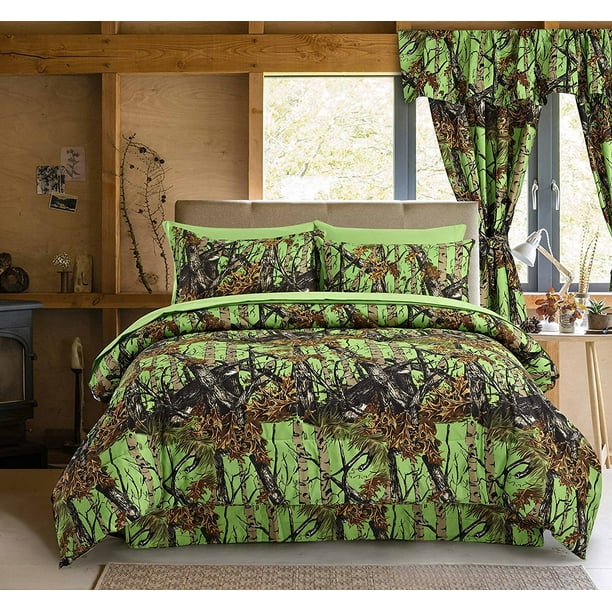 14 pc Twin Woods Sea Breeze Camo comforter w sheets & 2 curtain sets!